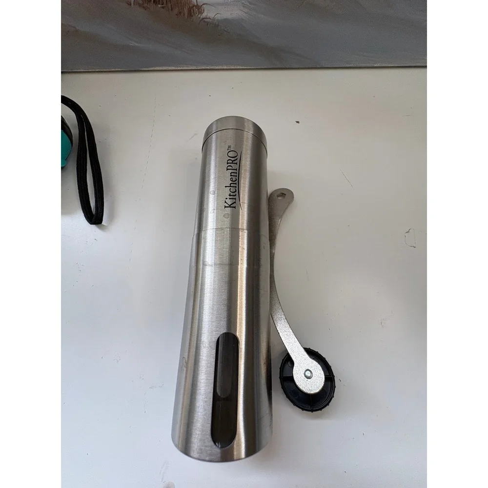 KitchenPRO Portable Manual Stainless Steel Coffee Grinder Hand Crank Mill Silver
